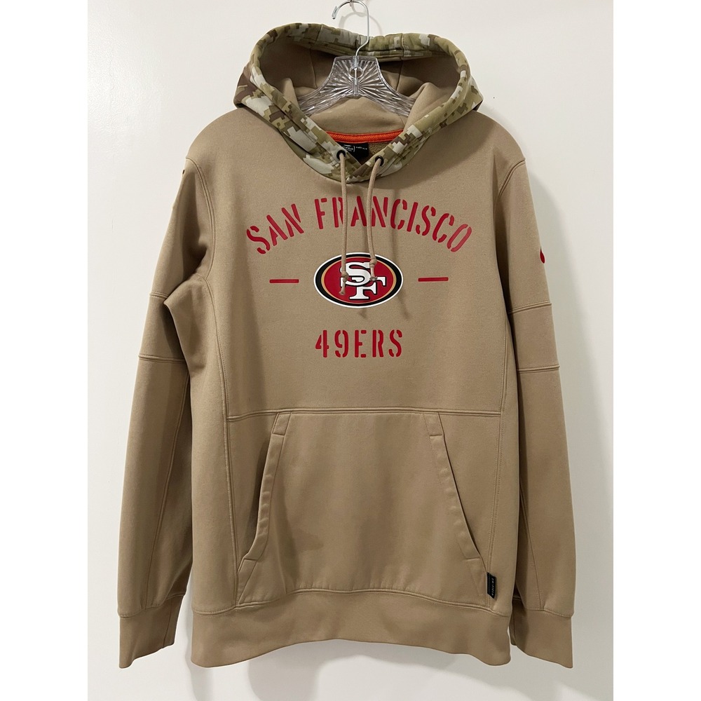 Nike San Francisco‎ 49ers NFL Dri Fit Hoodie Mens Tan Camo Hood Military Style